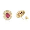 Image 4 : 14KT Yellow Gold 3.20ctw Ruby and Diamond Earrings