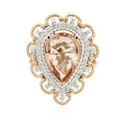 14KT Two-Tone Gold 3.84ct Morganite and Diamond Ring