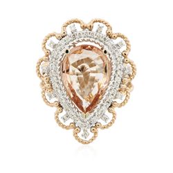 14KT Two-Tone Gold 3.84ct Morganite and Diamond Ring