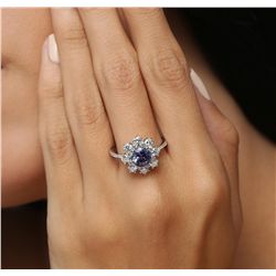 14KT White Gold 1.53ct Tanzanite and Diamond Ring