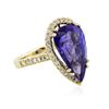 Image 4 : 14KT Yellow Gold GIA Certified 8.69ct Tanzanite and Diamond Ring