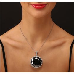 14KT White Gold 127.94ct Black and White Diamond Pendant With Chain