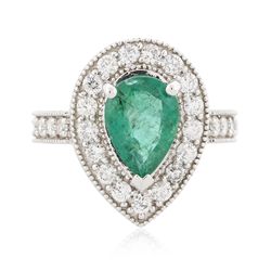 14KT White Gold 2.12ct Emerald and Diamond Ring