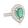 Image 2 : 14KT White Gold 2.12ct Emerald and Diamond Ring