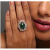 Image 2 : 18KT White Gold 4.72ct Green Opal and Diamond Ring