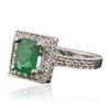 Image 2 : 14KT White Gold 0.25ct Emerald and Diamond Ring