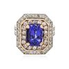 Image 3 : 14KT Rose and White Gold 4.29ct Tanzanite and Diamond Ring