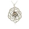 Image 4 : 14KT White Gold Pearl and Diamond Pendant with Chain