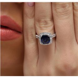 14KT White Gold 3.13ct Sapphire and Diamond Ring