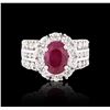 Image 1 : 18KT White Gold 2.90ct Ruby and Diamond Ring