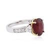 Image 2 : 14KT Two-Tone Gold 4.78ct Ruby and Diamond Ring