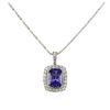 Image 4 : 18KT White Gold 3.59ct Tanzanite and Diamond Pendant With Chain