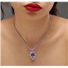 Image 2 : 14KT White Gold 30.32ct Kunzite and Diamond Necklace