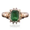 Image 1 : 14KT Rose Gold 1.51ct Emerald and Diamond Ring