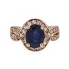 Image 3 : 14KT Rose Gold 3.24ct Sapphire and Diamond Ring