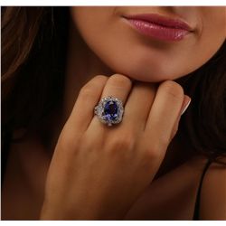 14KT White Gold 5.61ct Tanzanite and Diamond Ring