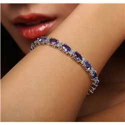 14KT White Gold 22.40ctw Tanzanite and Diamond Bracelet