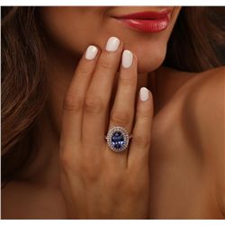 14KT Rose Gold 5.01ct Tanzanite and Diamond Ring