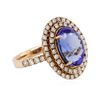 Image 4 : 14KT Rose Gold 5.01ct Tanzanite and Diamond Ring