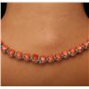 Image 5 : 14KT White Gold 81.27ctw Coral and Diamond Necklace