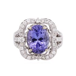 14KT White Gold 5.85ct Tanzanite and Diamond Ring