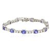 Image 3 : 14KT White Gold 6.48ctw Tanzanite and Diamond Tennis Bracelet