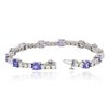 Image 6 : 14KT White Gold 6.48ctw Tanzanite and Diamond Tennis Bracelet