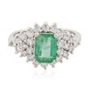 Image 1 : 14KT White Gold 1.52ct Emerald and Diamond Ring