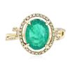 Image 1 : 14KT Yellow Gold 1.72ct Emerald and Diamond Ring