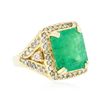 Image 4 : 14KT Yellow Gold 9.19ct Emerald and Diamond Ring