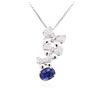 Image 4 : 14-18KT White Gold 1.49ct Sapphire and Diamond Pendant With Chain