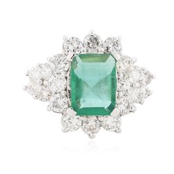 14KT White Gold 2.36ct Emerald and Diamond Ring