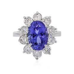 14KT White Gold 4.89ct Tanzanite and Diamond Ring