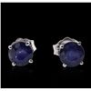 Image 3 : 14KT White Gold 1.23ctw Sapphire Stud Earrings