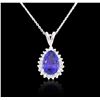 Image 4 : 14KT White Gold 7.16ct Tanzanite and Diamond Pendant With Chain