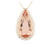 Image 4 : 14KT Rose Gold GIA Certified 37.76ct Morganite and Diamond Pendant With Chain