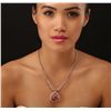 Image 1 : 14KT Rose Gold GIA Certified 42.81ct Morganite and Diamond Necklace
