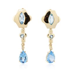 14KT Yellow Gold 3.00ctw Topaz and Diamond Earrings