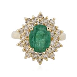 14KT Yellow Gold 1.84ct Emerald and Diamond Ring