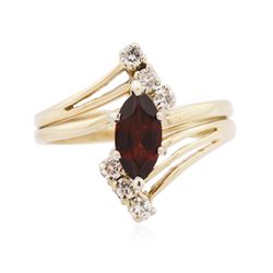 14KT Yellow Gold 1.00ct Garnet and Diamond Ring