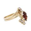 Image 2 : 14KT Yellow Gold 1.00ct Garnet and Diamond Ring