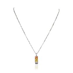 14KT White Gold 1.77ct Yellow Sapphire and Pendant With Chain
