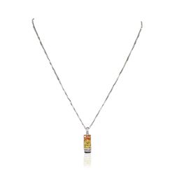 14KT White Gold 1.77ct Yellow Sapphire and Pendant With Chain