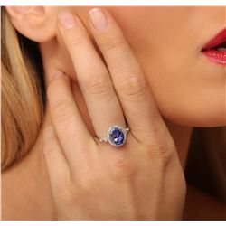 14KT White Gold 2.18ct Tanzanite and Diamond Ring