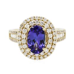 14KT Yellow Gold 1.80ct Tanzanite and Diamond Ring