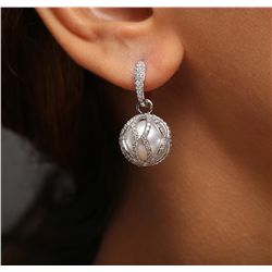 18KT White Gold Pearl and Diamond Earrings