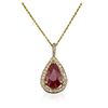 Image 1 : 14KT Yellow Gold 3.00ct Ruby and Diamond Pendant With Chain