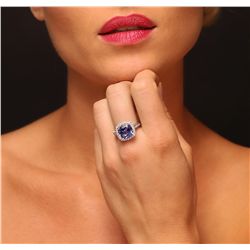 14KT White Gold 4.56ct Tanzanite and Diamond Ring