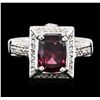 Image 3 : 14KT White Gold 3.09ct Rhodolite Garnet and Diamond Ring