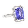 Image 2 : 14KT White Gold 4.37ct Tanzanite and Diamond Ring